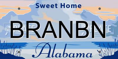 BRANBN Alabama License Plate