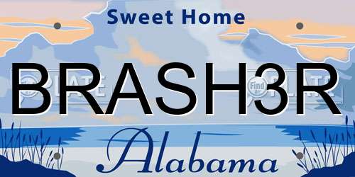 BRASH3R Alabama License Plate