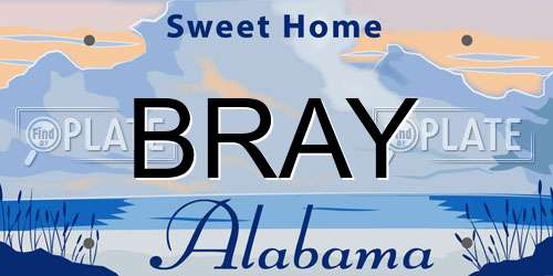 BRAY Alabama License Plate