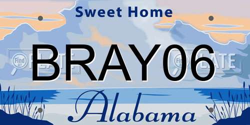 BRAY06 Alabama License Plate