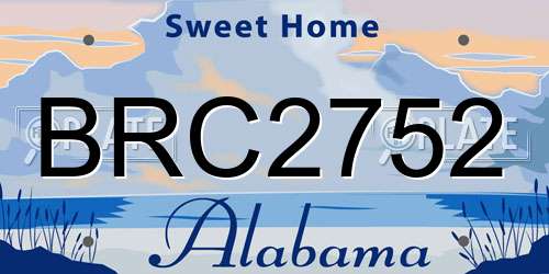 BRC2752 Alabama License Plate