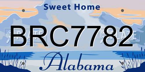 BRC7782 Alabama License Plate