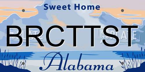 BRCTTST Alabama License Plate