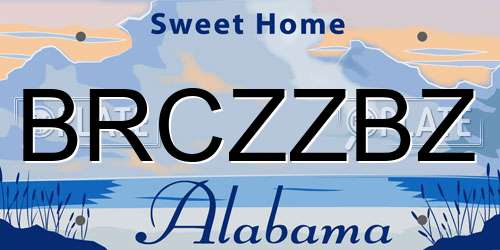 BRCZZBZ Alabama License Plate