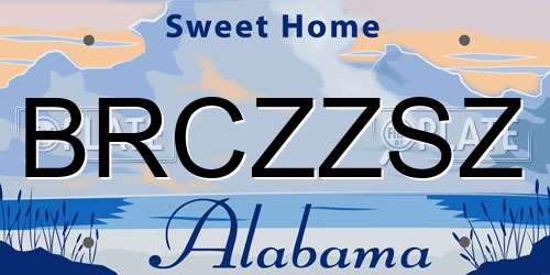 BRCZZSZ Alabama License Plate