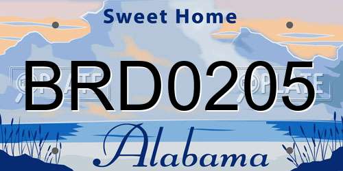 BRD0205 Alabama License Plate