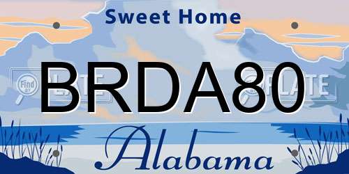BRDA80 Alabama License Plate