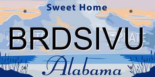 BRDSIVU Alabama License Plate