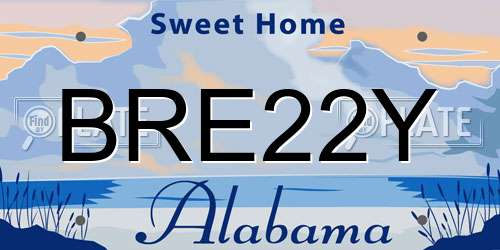 BRE22Y Alabama License Plate