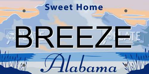 BREEZE Alabama License Plate
