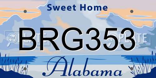 BRG353 Alabama License Plate
