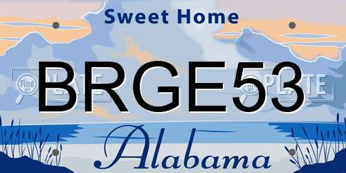 BRGE53 Alabama License Plate