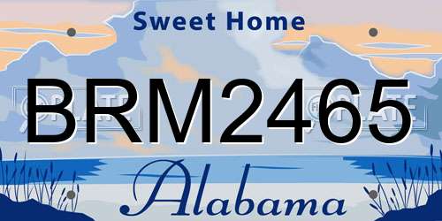 BRM2465 Alabama License Plate