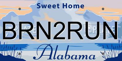 BRN2RUN Alabama License Plate