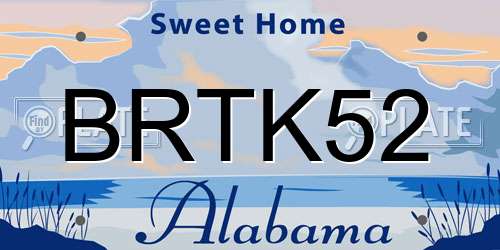 BRTK52 Alabama License Plate