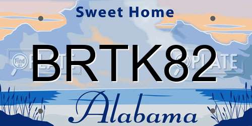 BRTK82 Alabama License Plate