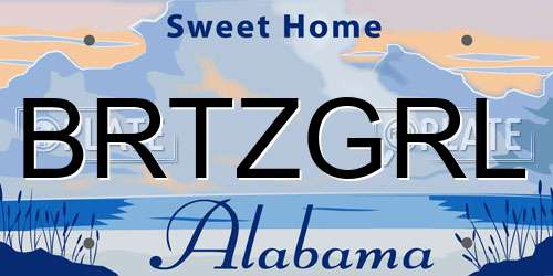 BRTZGRL Alabama License Plate