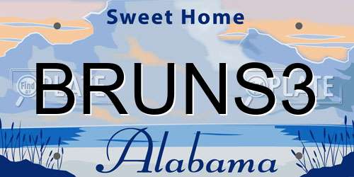 BRUNS3 Alabama License Plate