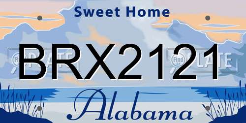 BRX2121 Alabama License Plate