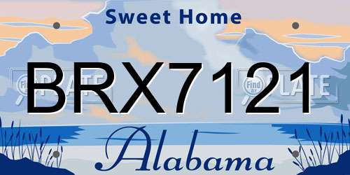 BRX7121 Alabama License Plate