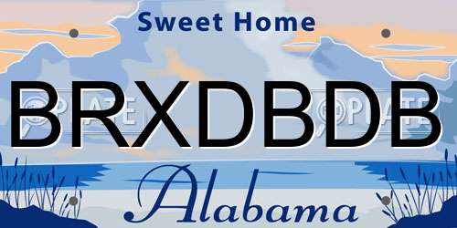 BRXDBDB Alabama License Plate