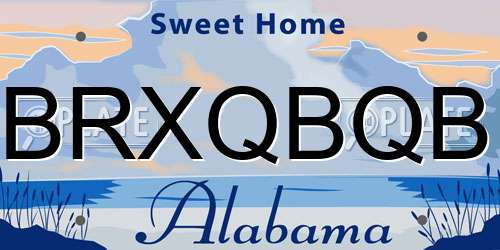 BRXQBQB Alabama License Plate