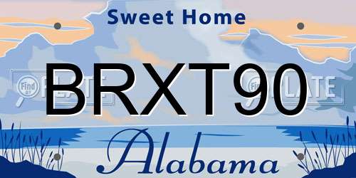 BRXT90 Alabama License Plate