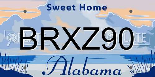 BRXZ90 Alabama License Plate