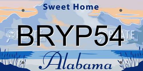 BRYP54 Alabama License Plate