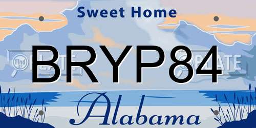 BRYP84 Alabama License Plate