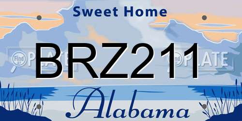 BRZ211 Alabama License Plate
