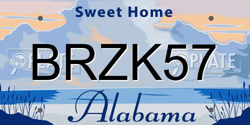 BRZK57 Alabama License Plate
