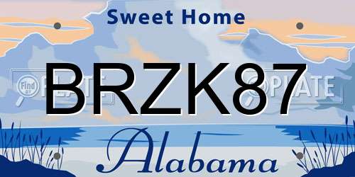 BRZK87 Alabama License Plate