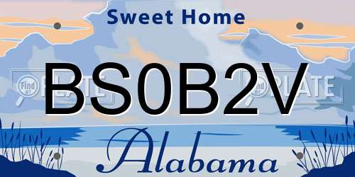 BS0B2V Alabama License Plate