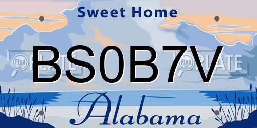 BS0B7V Alabama License Plate