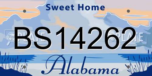 BS14262 Alabama License Plate
