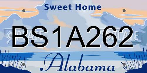 BS1A262 Alabama License Plate