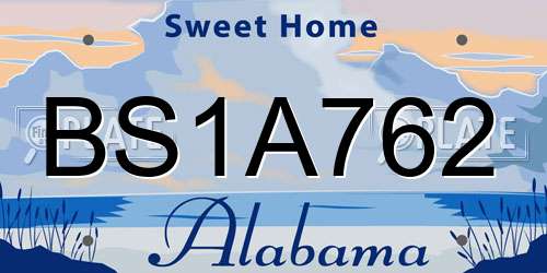 BS1A762 Alabama License Plate