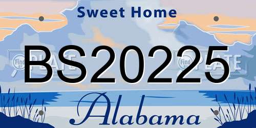 BS20225 Alabama License Plate
