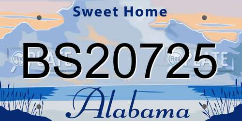 BS20725 Alabama License Plate
