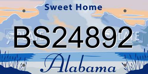 BS24892 Alabama License Plate