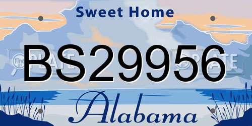 BS29956 Alabama License Plate