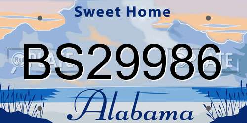 BS29986 Alabama License Plate