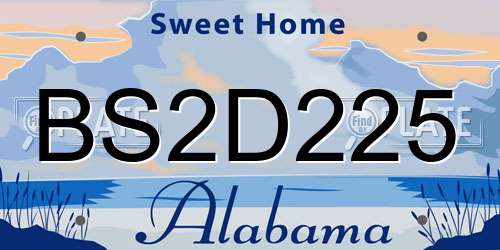 BS2D225 Alabama License Plate
