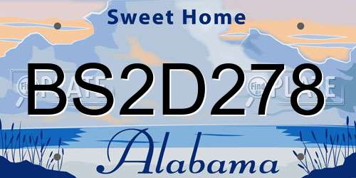 BS2D278 Alabama License Plate