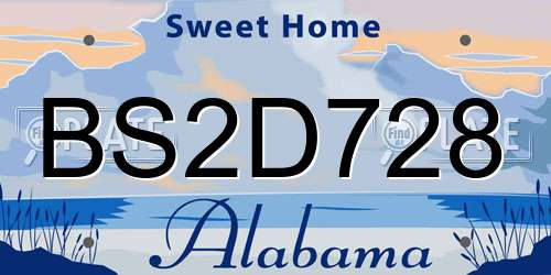 BS2D728 Alabama License Plate