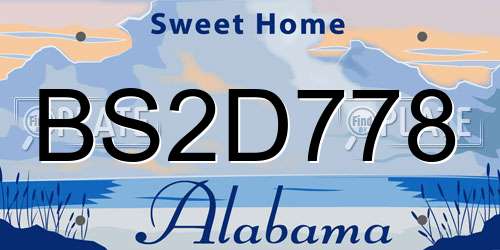BS2D778 Alabama License Plate