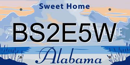 BS2E5W Alabama License Plate