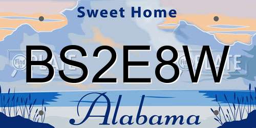 BS2E8W Alabama License Plate