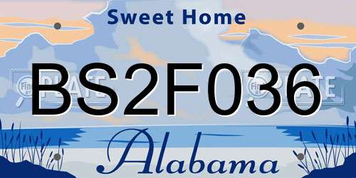 BS2F036 Alabama License Plate